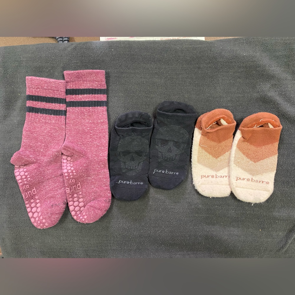 3 Used Pure Barre Grippy Socks